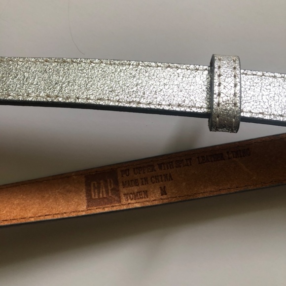 NWT Silver Leather Belt by Gap, MED - Picture 9 of 10